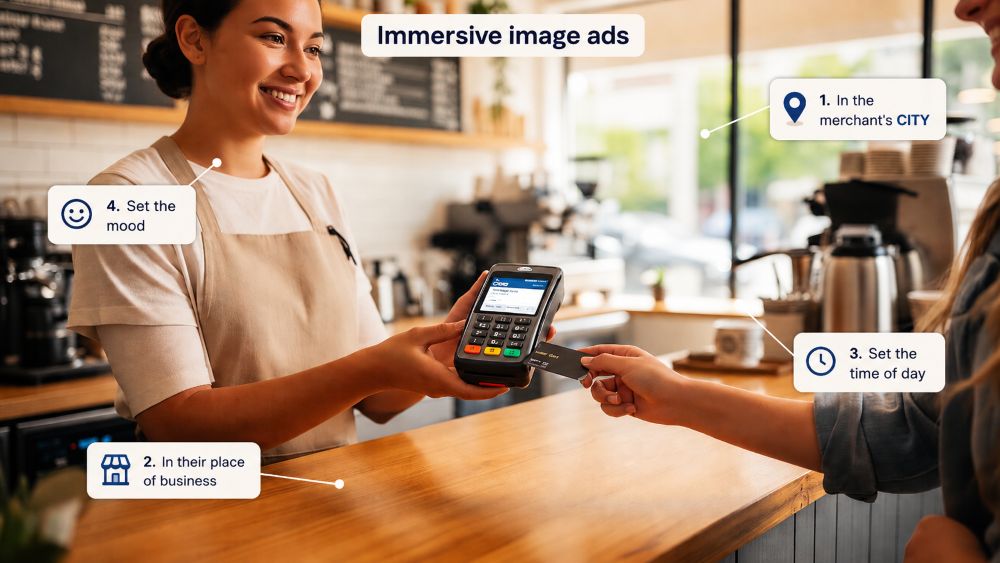AI-generated merchant services ad preview